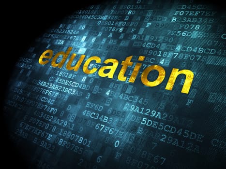 Education concept: pixelated words Education on digital background, 3d render