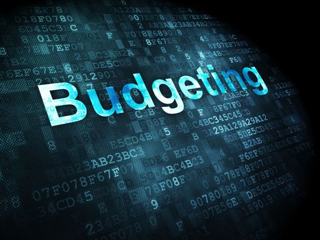 Business concept: pixelated words Budgeting on digital background, 3d render
