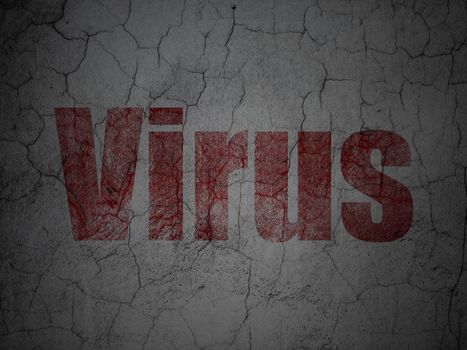 Privacy concept: Red Virus on grunge textured concrete wall background, 3d render