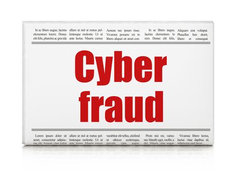 Safety concept: newspaper headline Cyber Fraud on White background, 3d render