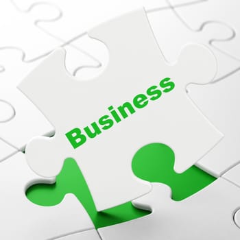 Business concept: Business on White puzzle pieces background, 3d render