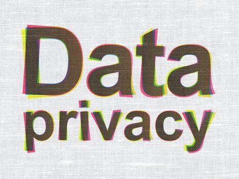 Safety concept: CMYK Data Privacy on linen fabric texture background, 3d render