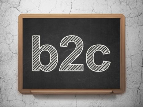 Business concept: text B2c on Black chalkboard on grunge wall background, 3d render