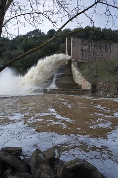 Spillway of the dam of the Yeguas, Cordoba province, Spain