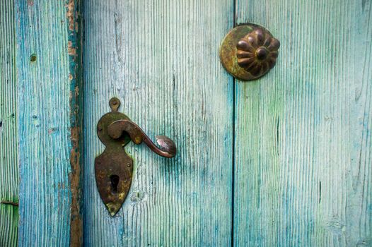 Detail of an old Door with a doorknob