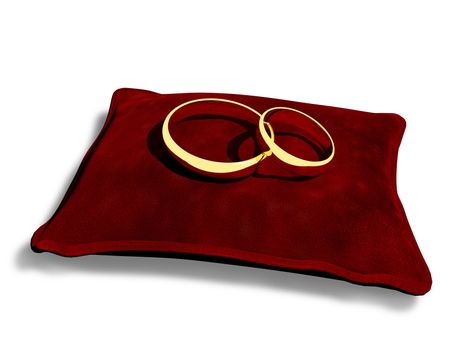 3d illustration of a gold wedding rings