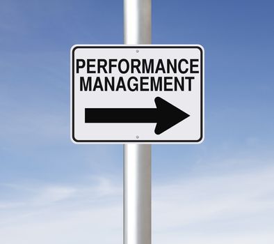 A modified one way road sign on Performance Management