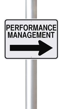 A modified one way road sign on Performance Management