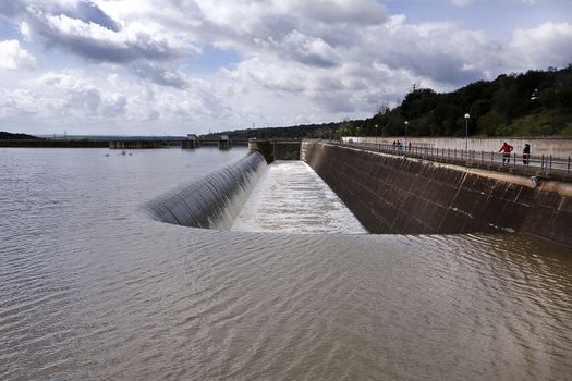 Spillway in the reservoir of San Rafael de Navallana, near Cordoba, Andalusia, Spain