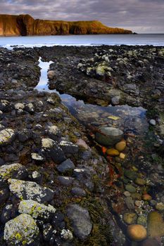 beautiful seascape of creek and rock at Dunnottar castle Aberdeen Scotland