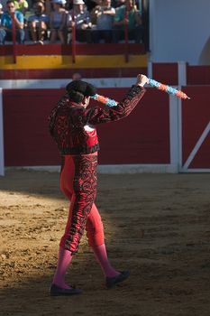 Banderillero, the torero who, on foot, places the darts in the bull, the banderillas is Brightly-coloured darts placed in the bull