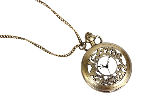 Vintage watch pendant on the white background, isolated