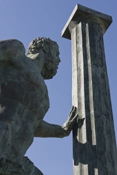 Hercules and pillar statue at the entrance to Ceuta Harbour or port Ceuta, Andalusia, Spain