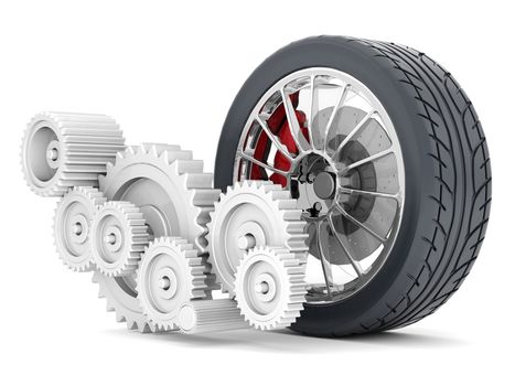Black sports wheel on a white background