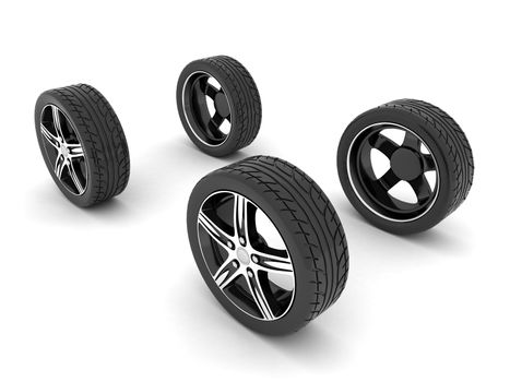 image sport wheels with alloy wheels on a white background