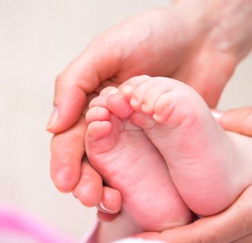 baby feet in mothers hands