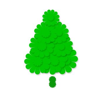 fir Christmas card, made with green flowers, isolated on white background