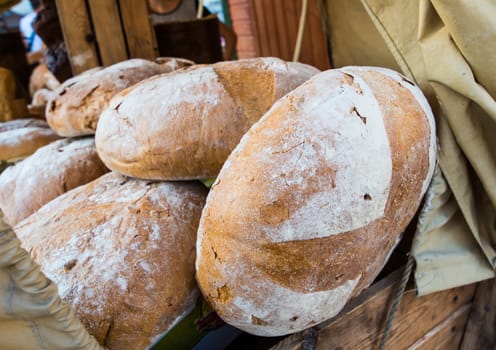 several loaves of fresh rye bread