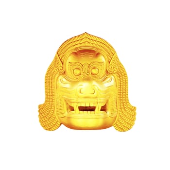 The Thai golden lion head  on white background