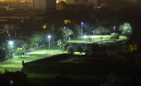 night golf course open at night in the middle of the city