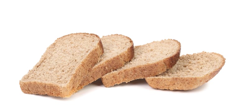 Slices of brown bread. Isolated on a white background