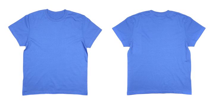 Two men's blue T-shirts. Isolated on a white background