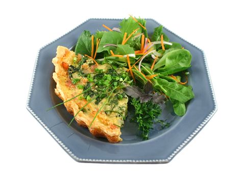 Spinach and bacon quiche with a fresh garden salad.