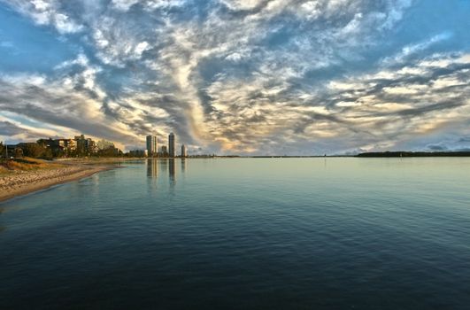 Apartment towers at sunrise at Runaway Bay on the Gold Coast Queensland Australia.