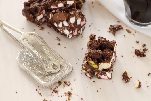 Sweet rocky road chocolate and marshmallow with a long black espresso.