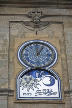 Clock of the town hall, Alcala La Real, Jaen province, Andalusia,  Spain