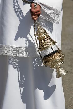 Censer of silver or alpaca to burn incense in the holy week, Andalusia, Spain