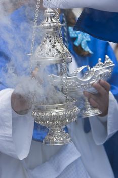 Censer of silver or alpaca to burn incense in the holy week, Spain