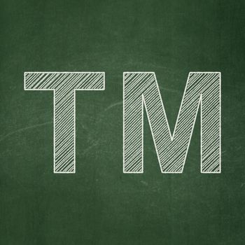 Law concept: Trademark icon on Green chalkboard background, 3d render