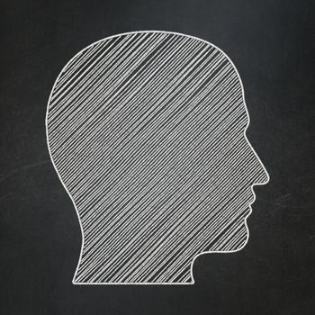 Business concept: Head icon on Black chalkboard background, 3d render