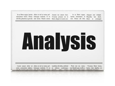Marketing concept: newspaper headline Analysis on White background, 3d render