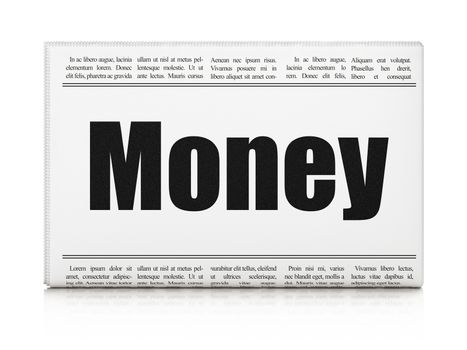 Finance concept: newspaper headline Money on White background, 3d render