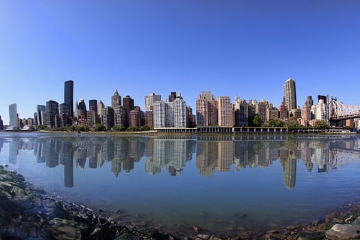 Midtown Manhattan with New York City skyline and Queensboro Bridge over East River
