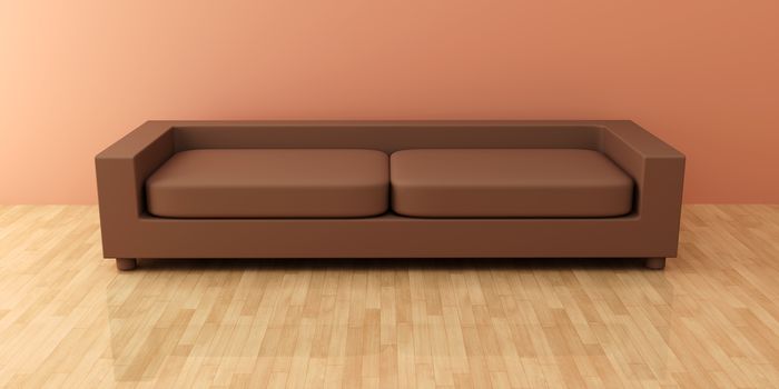 3D rendered Interior. A contemporary sofa in a Living room. 