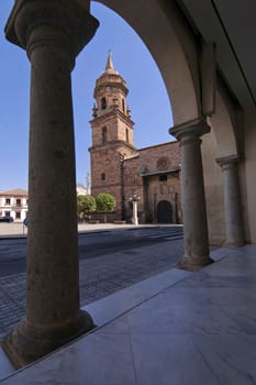 Church of San Miguel in Spain square next to the Town Hall of Andújar, Jaén province, Andalusia, Spain