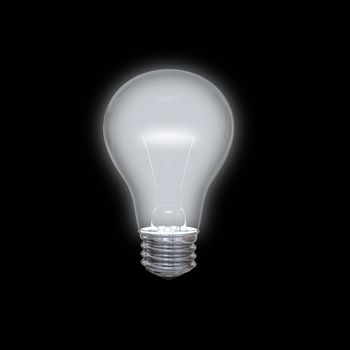 Glowing lightbulb illustration isolated on black background