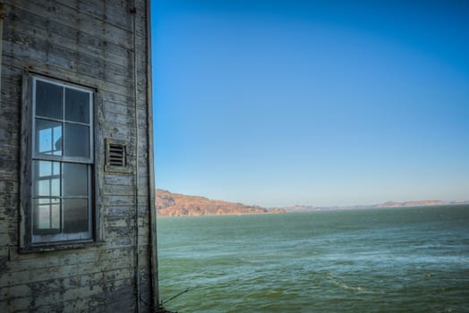 Alcatraz building with window HDR in San Francisco, USA