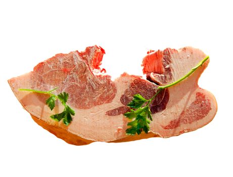 Piece of damp meat on white background