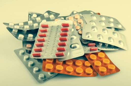 Packs Of Pills Isolated