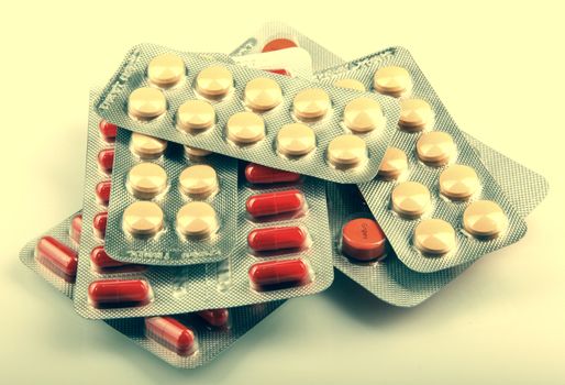 Packs Of Pills Isolated