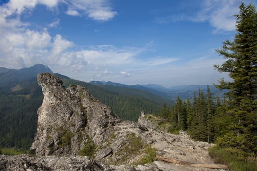 Mountains in summer with blue sky.