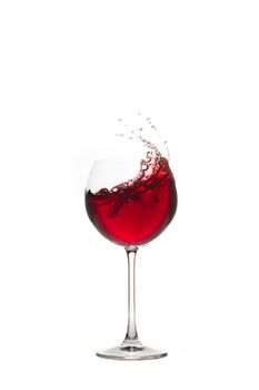 Red wine splash Glass with white background 