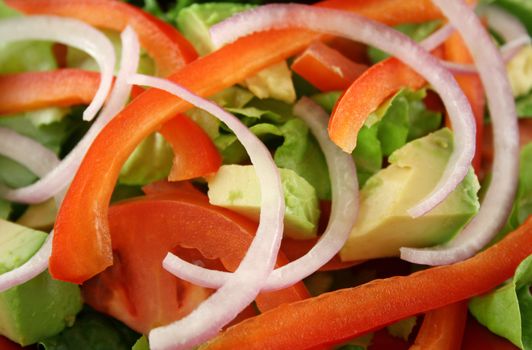 Close shot of a colorful salad background.