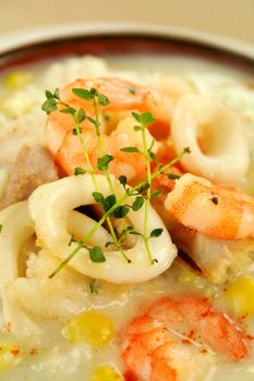 Delicious thick and creamy seafood chowder with a variety of seafood.