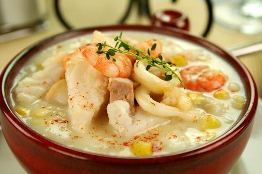 Delicious thick and creamy seafood chowder with a variety of seafood.
