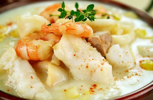 Delicious thick and creamy seafood chowder with a variety of seafood.